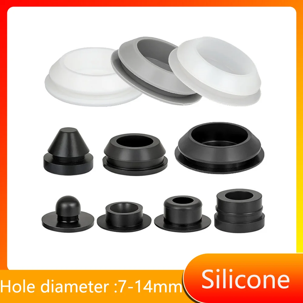 T Type Hole Plug Cover Blanking End Cap 7-14mm Snap-on Silicone Plug Rubber Stopper Soft Match High Elasticity Cap Cover