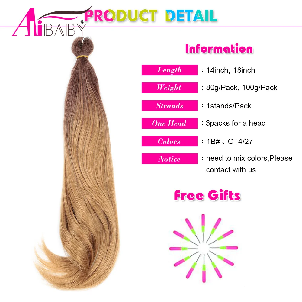 14 18 inch Soft Yaki Straight Crochet Hair Pre Stretched Big Curl Braiding End Synthetic Easy Braid Hair Extensions for Women