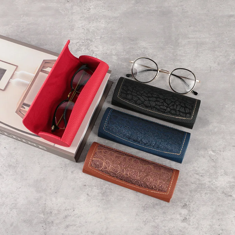Retro Textured PU Leather Eyeglasses Case Portable Hard Shell Spectacle Box Lightweight Glasses Protective Storage Holder Gifts