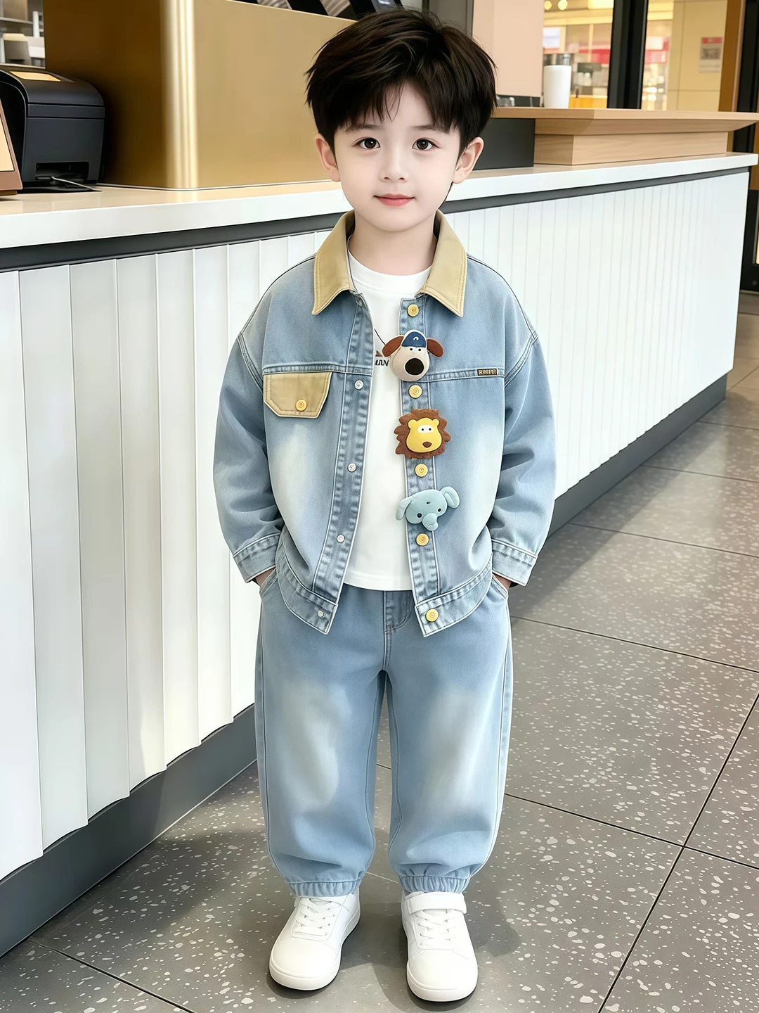 casual-boys'-denim-outfit-autumn-collection-stylish-korean-version-long-sleeve-cotton-blend-sweatshirt-and-pants-set-for-teens