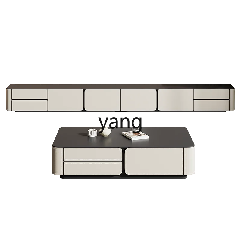 

YJQ minimalist saddle leather extended TV cabinet combination floor modern minimalist household storage floor cabinet