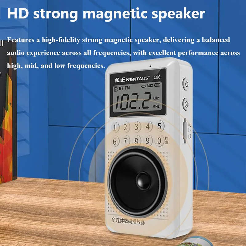 Mini Radio FM portátil de bolsillo, receptor de Radios digitales, Altavoz Bluetooth recargable, grabadora externa e interna, tarjeta TF, reproducción auxiliar