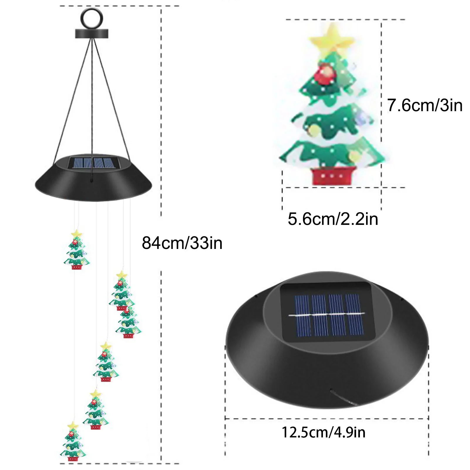Quintal solar vento carrilhão luz led movido a energia solar sinos de vento lâmpada pendurada para pátio jardim