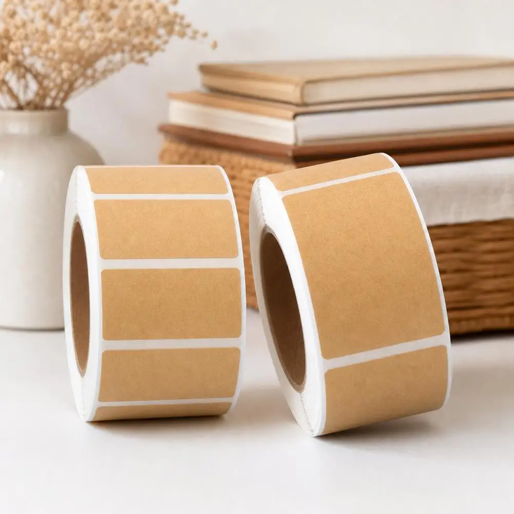 Kraft Labels Stickers,1 Roll Self-adhesive Stickers Rectangle Inventory Organizer Identification Sticker 320/800 Labels Per Roll