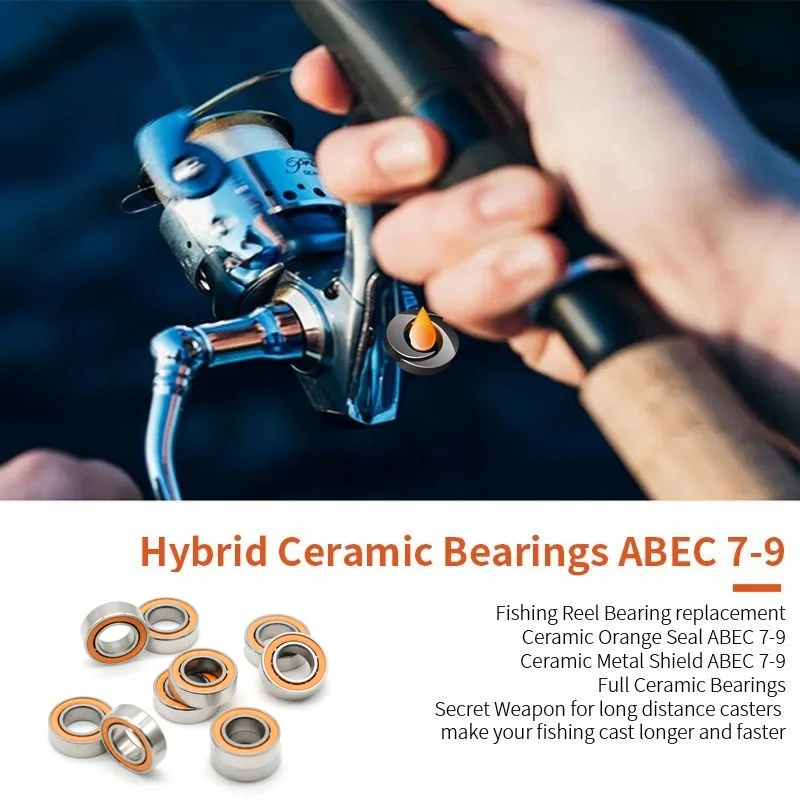 Fishing reel Bearing 1Pcs 3X10X4mm& 1Pcs 5X10X4mm stainless steel hybrid ceramic bearing