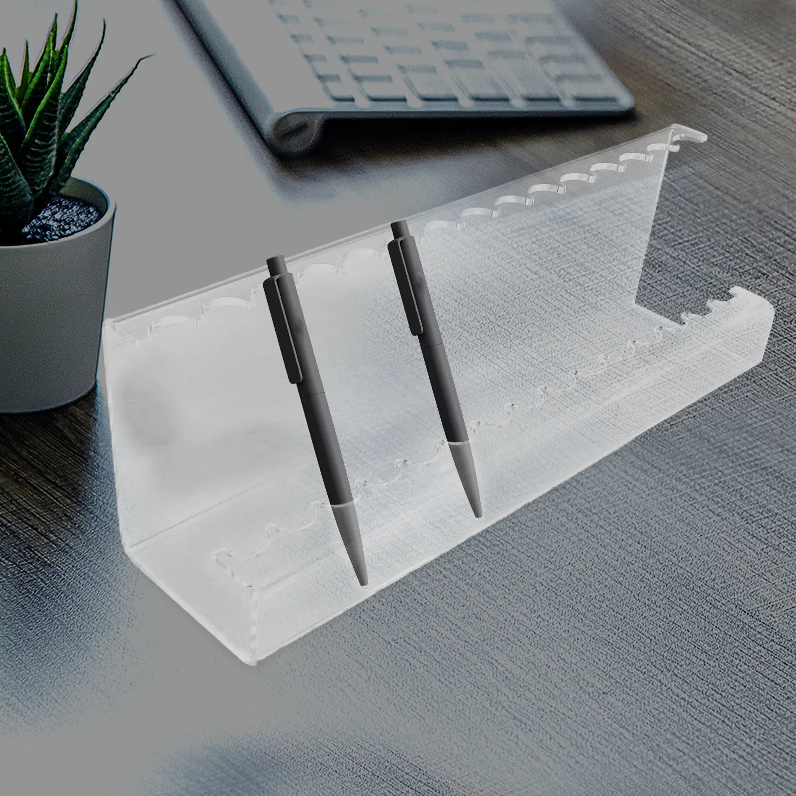 Acrylic Pen Holder 15-Slot Transparent Desktop Organizer Box for Office Stationery Pen Marker Storage Office Desk Organiser