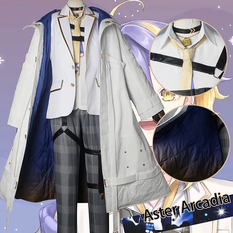 COS-HoHo Anime Vtuber Nijisanji Aster Arcadia Game Suit Gorgeous Handsome Uniform  Cosplay Costume Halloween Party Outfit