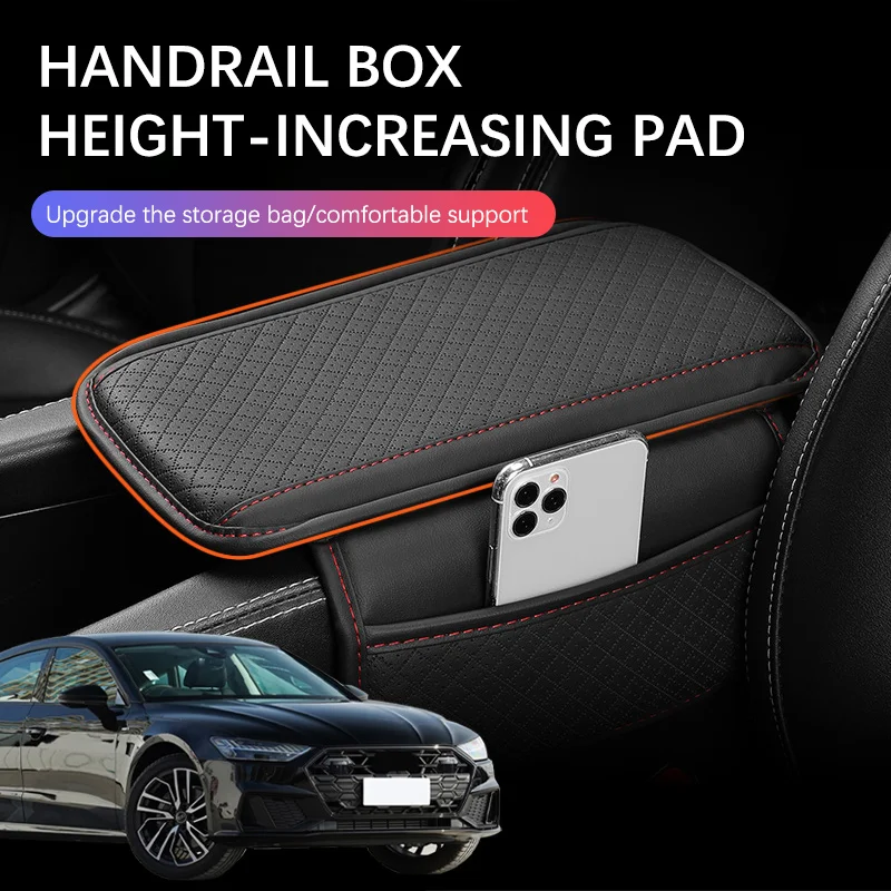 Car Arm Rest Cushion Center Console Protection Cover Auto Armrest Box Pad with Storage Pocket For Audi A7 C7 C8 2012-2024 RS