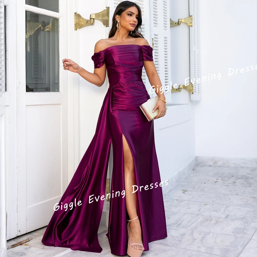 Giggle فساتين السهرة Luxury Off-the-Shoulder A-line Wedding Party Gown Arab Floor-Length Pleating Evening Dresses Women 2024