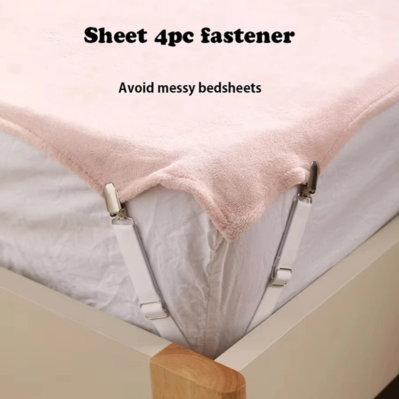 Bed Sheet Clips Adjustable Bed Sheet Holder Straps Set of 4 Elastic Fitted Bedding Clips Fasteners for Home Hotel