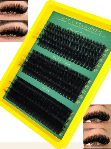 60D80D100D Thick False Eyelashes with Mixed Length, D Curl Cat-Eye Style for a Fluffy And Dramatic Look Suitable for Beginners