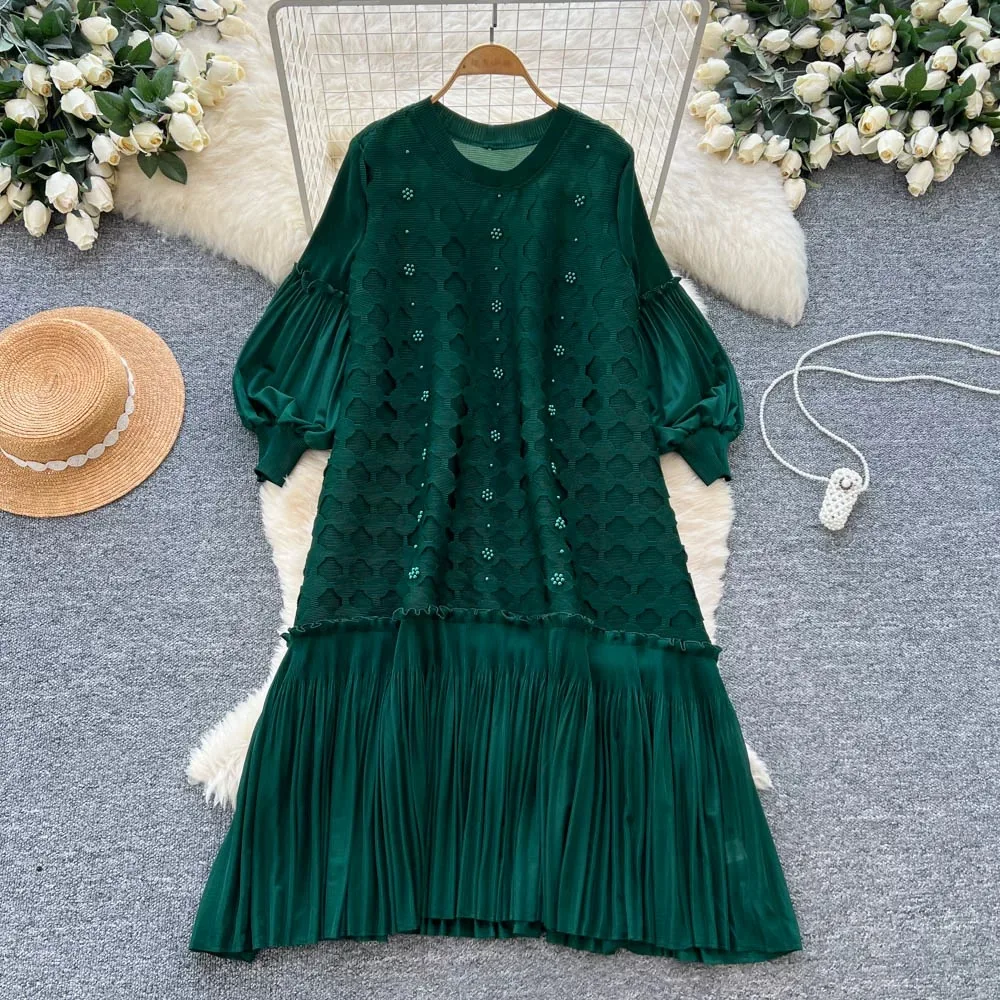 

Ele Loose Lantern Sve Pleated Dr Hollow out Design Long Skirt Chinese Cross-Border Faion Women's Hanfu Dr