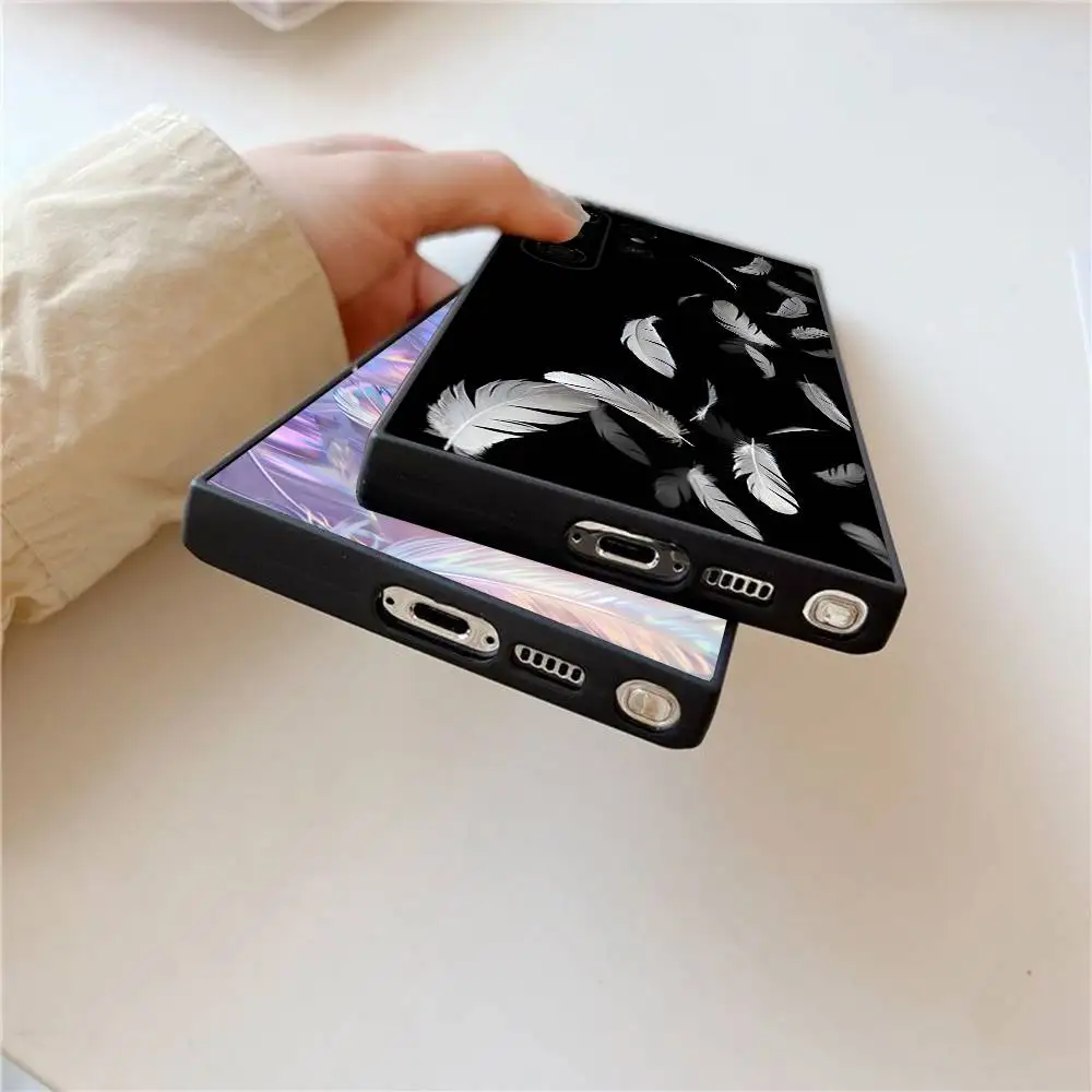 ريشة الغزل الملمس قضية الهاتف لسامسونج غالاكسي S25 الترا S22 S23 S24 الترا S21 S20 5G واقية لينة سيليكون بولي TPU Funda