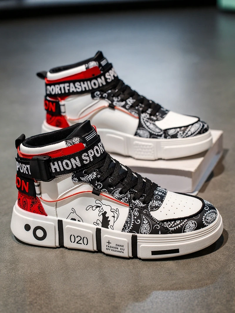 Men's High Top Shoes 2026 New Winter Trend Versatile Original Student Sports Casual Board Shoes Mesh Upper Low Friction PVC O...