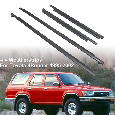 4PCS For Toyota 4Runner 1995-2002 Car Window Weatherstrips Side Door Moulding Rubber Trim Strip Sealing Belt 68161-35010 68162-35010