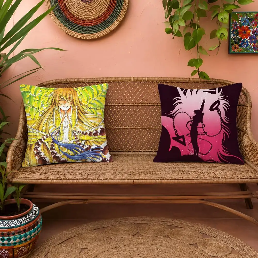 Vintage Anime S-Saint Seiya Cushion Cover 1pc Square Pillow Cover Soft Plush Fabric Removable Washable Sofa Chair Bed Decoration