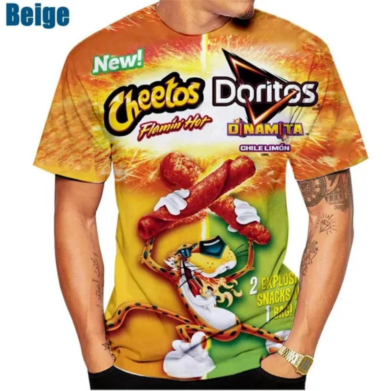 Cheetos Food Print Summer Men and Women 3D T Shirt Funny Men\'s Clothing T-shirt for Men Short Sleeve Casual T Shirt Tee