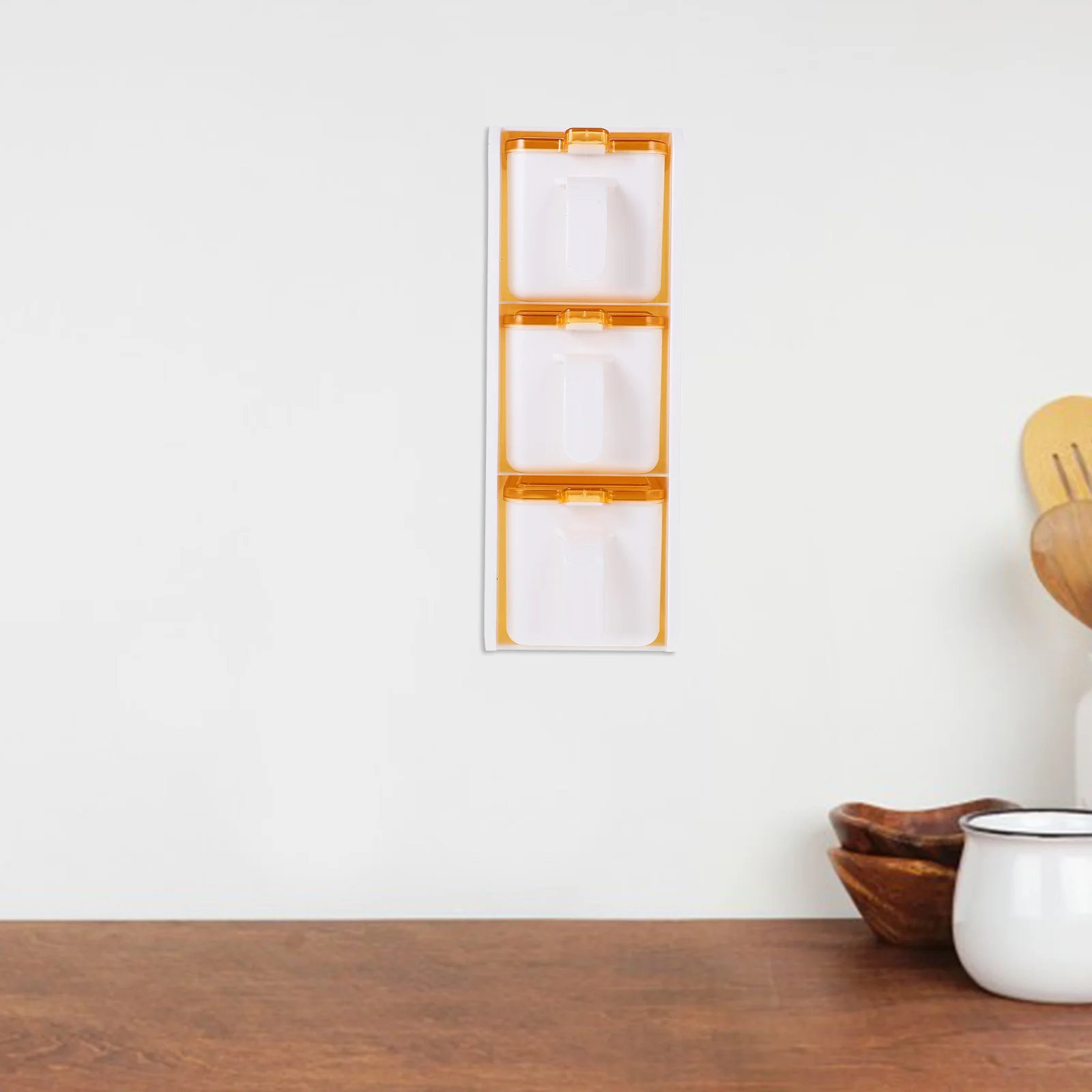 

WallMounted SpiceJars 3Grid SeasoningContainer 400ml White Reusable KitchenDesktop ganizer StorageSolution