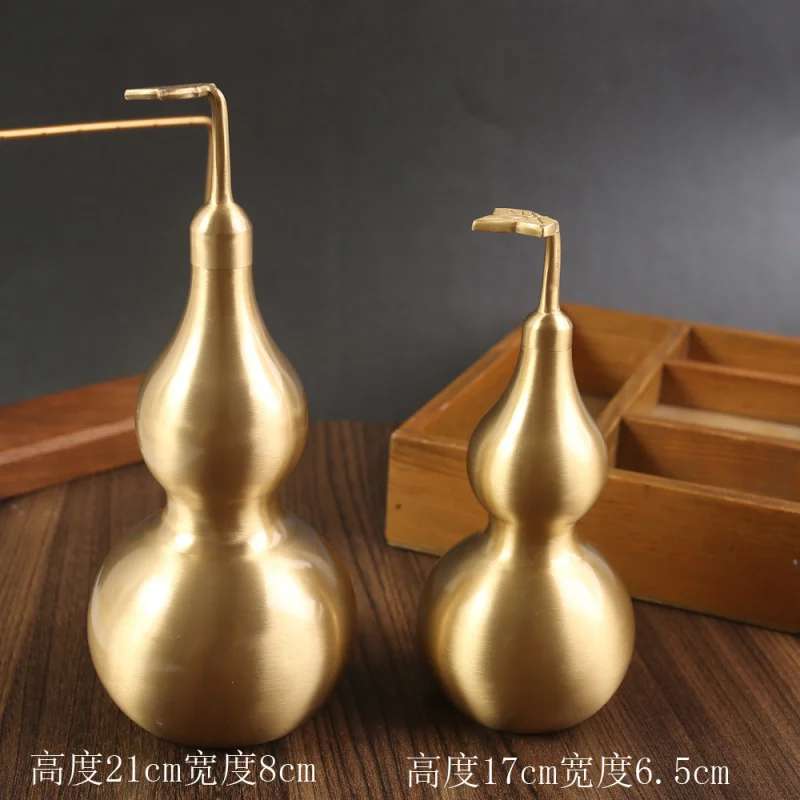 

Tangteng Copper Ornament With Leaves, Eight Trigrams Gourd, Antique Style, Smooth Surface, Elegant, Open At Top And Bottom