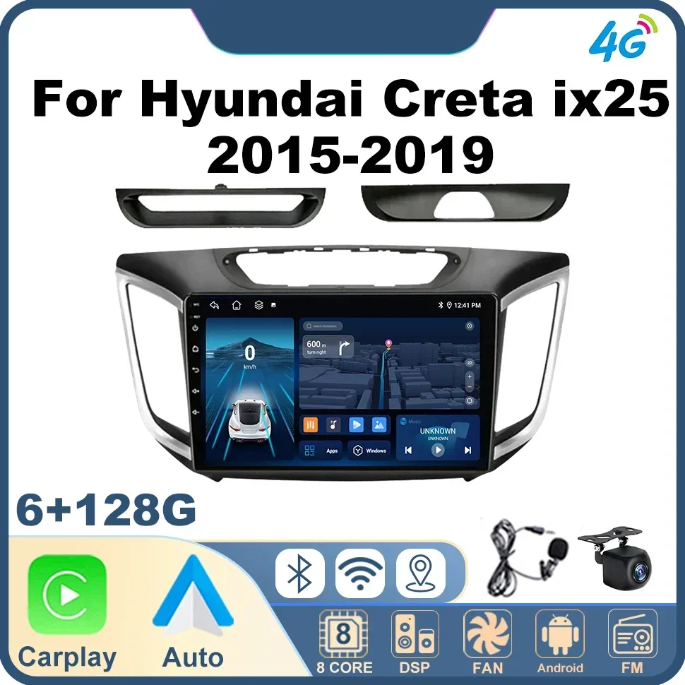 Car Stereo Radio Carplay for Hyundai Creta Ix25 2015-2019 2 Din Multimedia Player Navigation GPS Navi BT Car Stereo Receivers