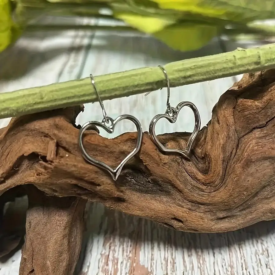 1/5/10/20/50/100pcs Silvery Hollow Heart Shape Dangle Earrings Retro Easy Style Alloy Silvery Plated Jewelry Valentine'S Day Gif