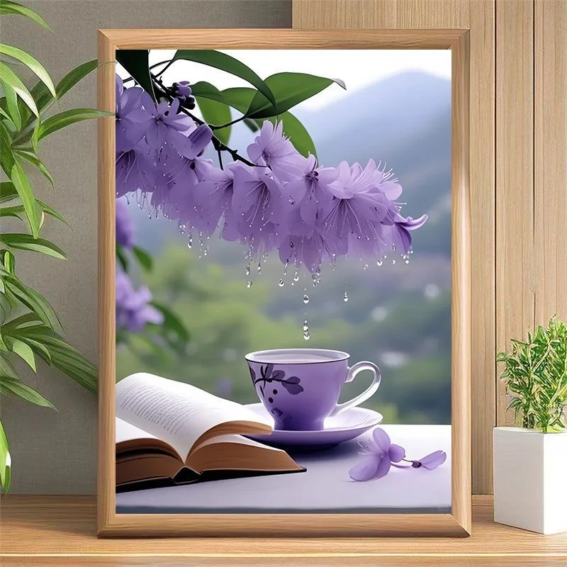 

A6016 Vivid Purple Floral Oil Painting