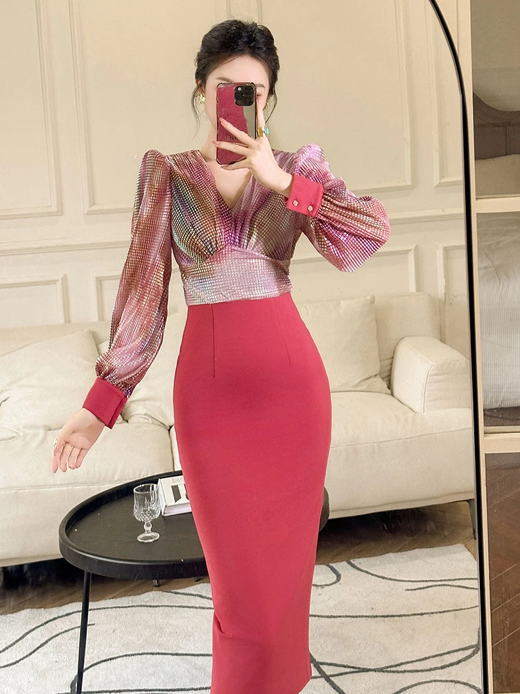 long sleeve dress cinched waist Tied/cinch waist long sleeve knit dress