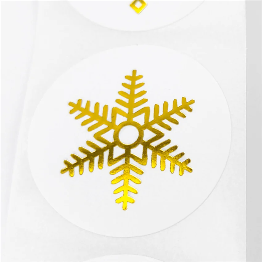 100-500Pcs Gold Foil Snowflakes Sealing Stickers Labels DIY Christmas Gifts Decoration Scrapbooking Stickers New Year Stickers