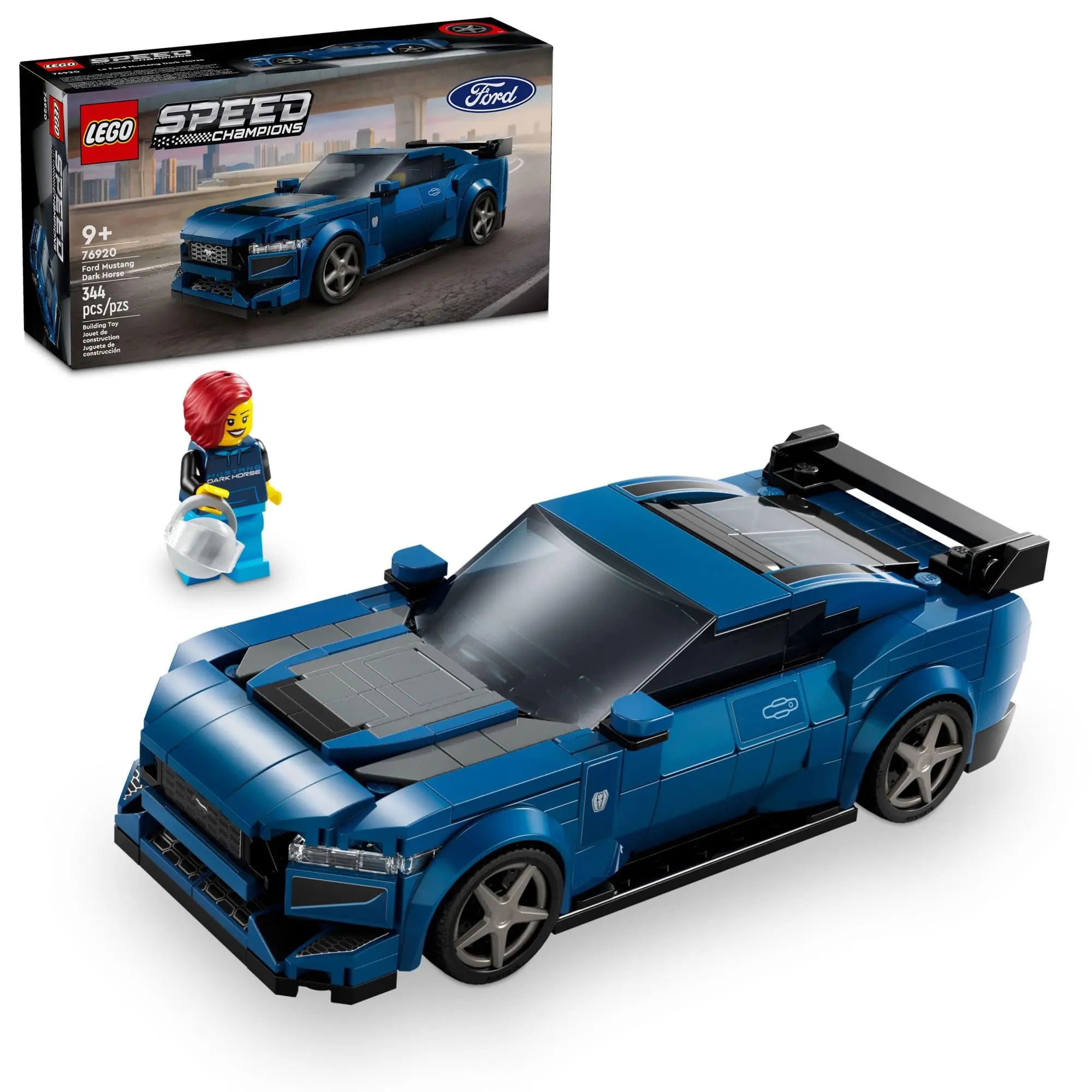 LEGO Speed Champions Ford Mustang Dark Horse Спортивная машина, сборная игрушка Ford Mustang для детей, набор синих игрушечных машин 76920 LEGO Speed Champions Ford Mustang Dark Horse Спортивная машина, сборная игрушка Ford Mustang для детей, набор синих игрушечных машин 76920