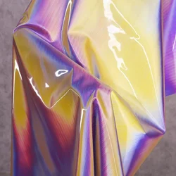 Tela impermeable de espejo brillante con degradado de TPU de ilusión 3D, accesorios de ropa, tela súper brillante creativa DIY, 50x137cm