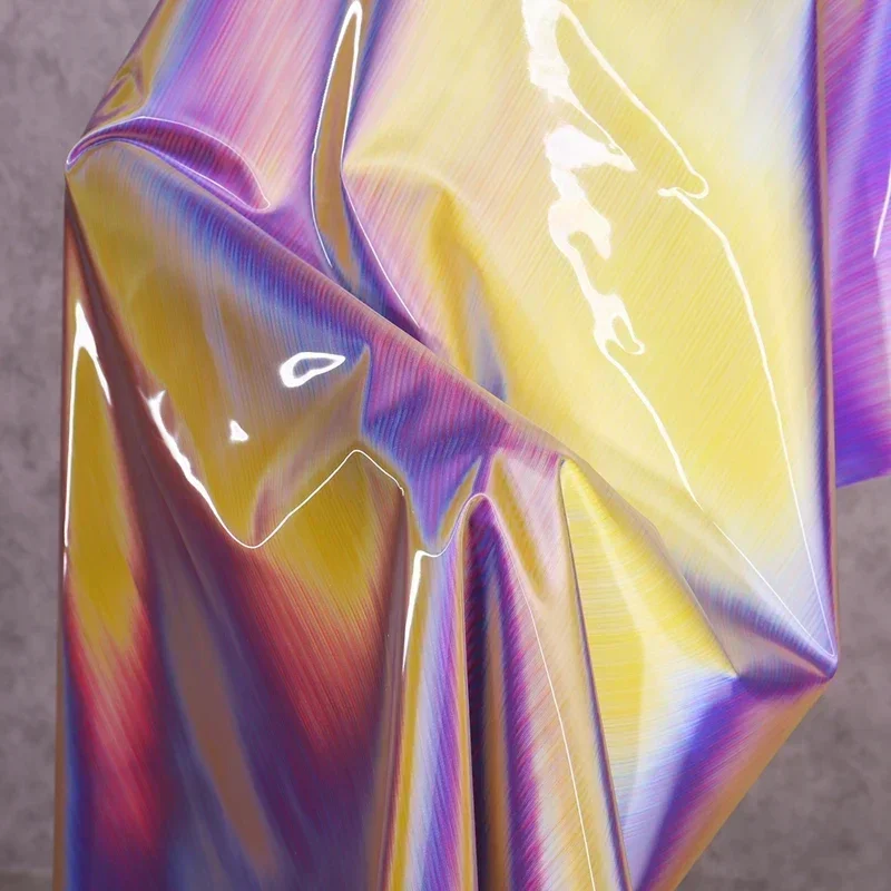 3D Illusion TPU Gradient Glossy Mirror Waterproof Fabric Clothing Garment Accessories DIY Creative Super Bright Cloth 50x137cm
