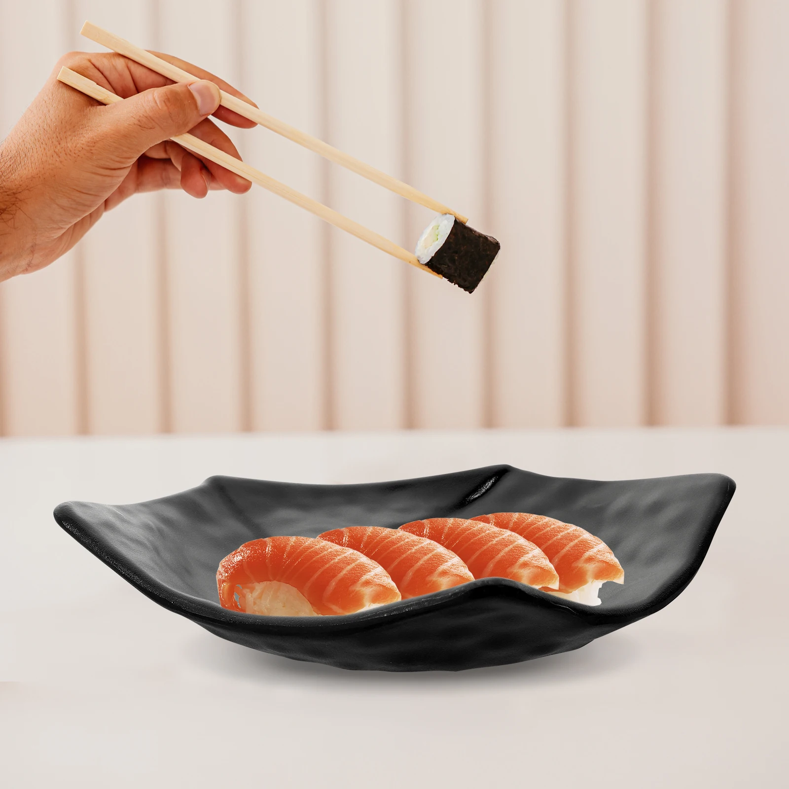 

Plastic Plate Set Sushi Salmon Food Display Serving Dish Container Japanese Style Practical Decorative Plates Easy Clean Wide