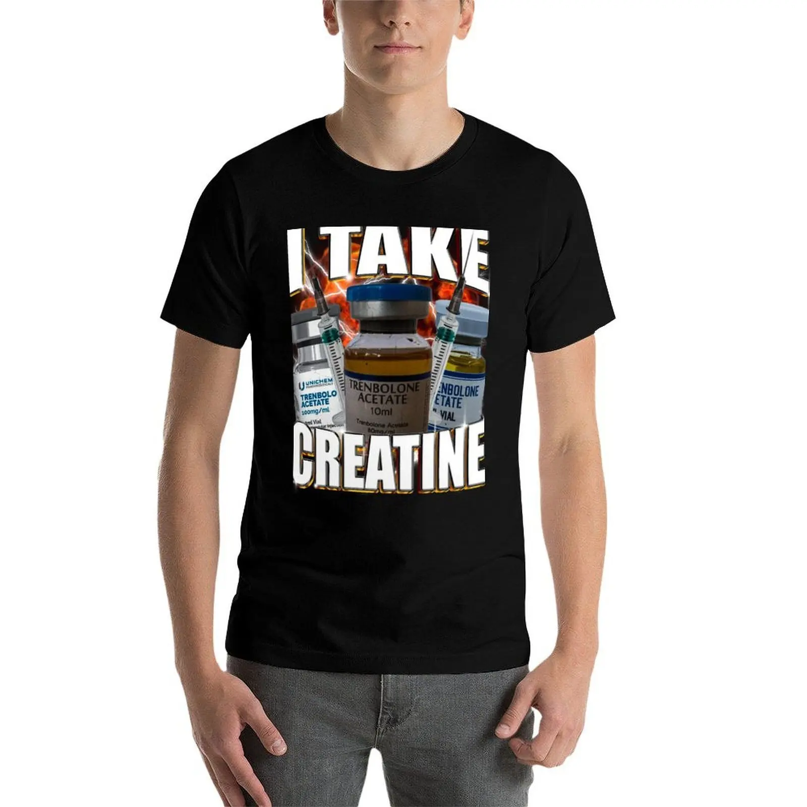 تي شيرت I Take Creatine تي شيرت للرجال تي شيرت جرافيك تي شيرت رجالي قطن عالي الجودة