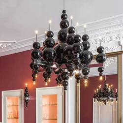 Luxury Living Room Black Chandelier Designer Tears From Moon Chandelier For Ceiling Restaurant Large Dining Table Hanging Lamp