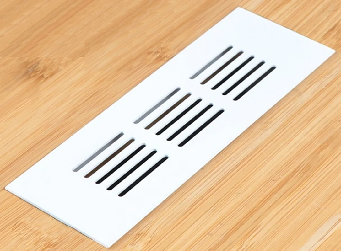 4Pcs White Powder Coating Rectangular Aluminum Cabinet Ventilation Grille For Optimal Cover