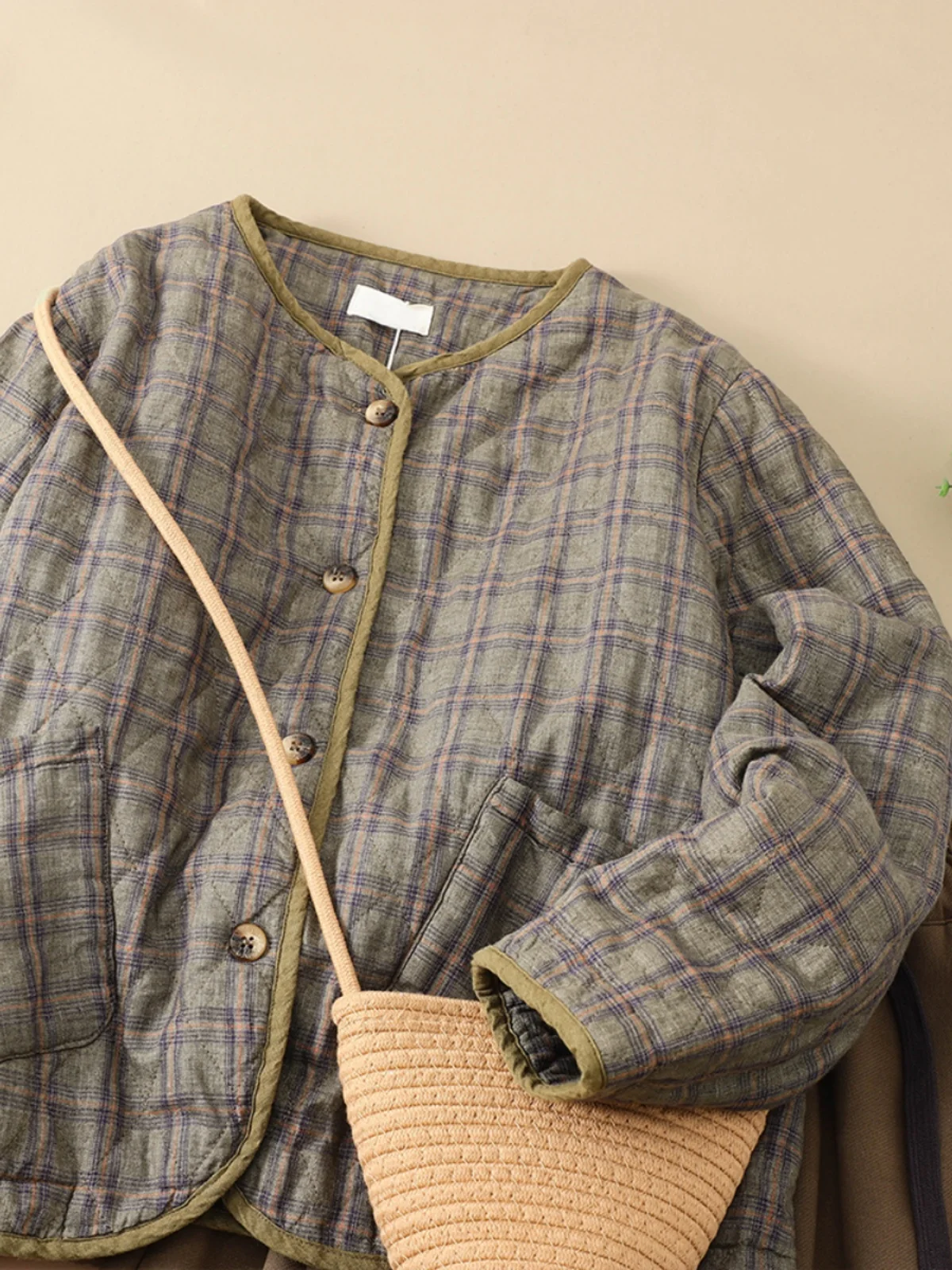 فضفاضة تناسب القطن الفانيلا البيسبول Jaet المرأة الخريف الشتاء الدفء Thiened الرجعية منقوشة القطن معطف ملابس خارجية