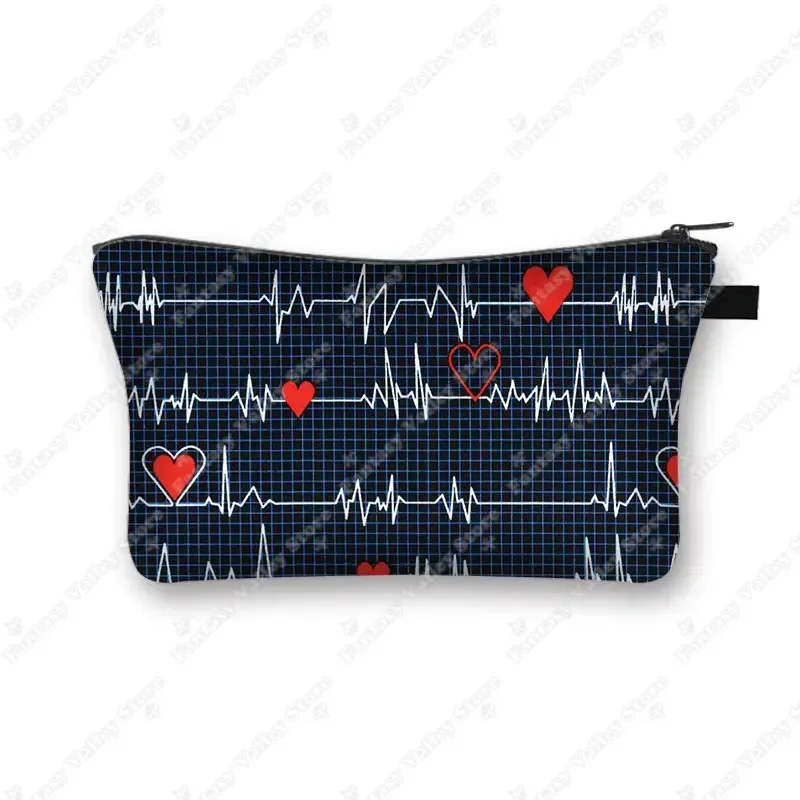 Doctor Nurse Cap Cosmetic Case Medical Stethoscope Syringe Toiletry Bag Organizer Women Cosmetic Bags ECG Hospital Makeup Bag