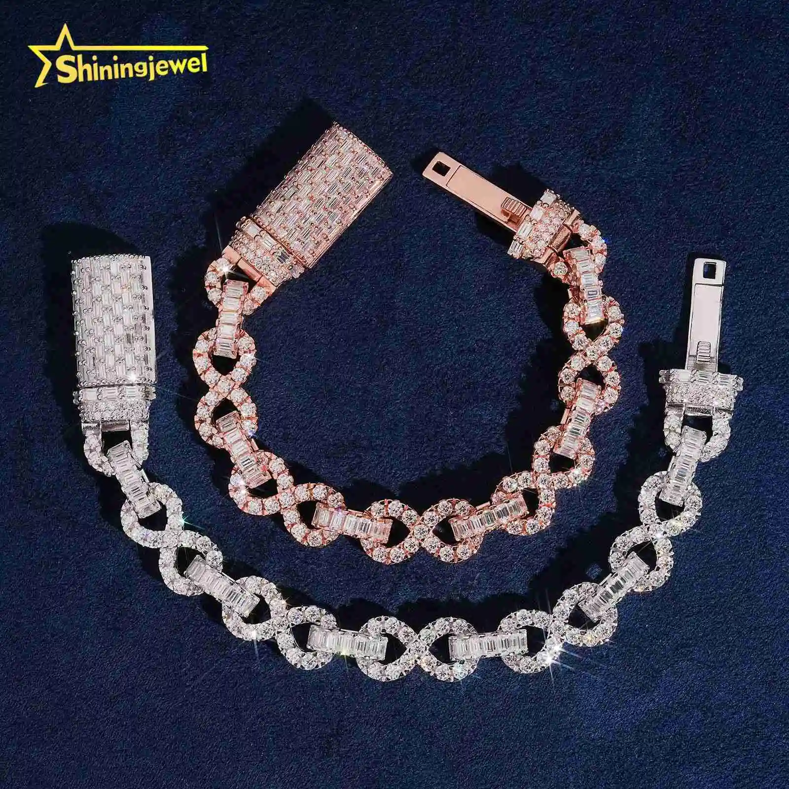 925 Solid Silver 11mm Infinite Cuban Link Bracelet Moissanite Cuban Bracelet Iced Out Jewelry Special Lock Bracelet.