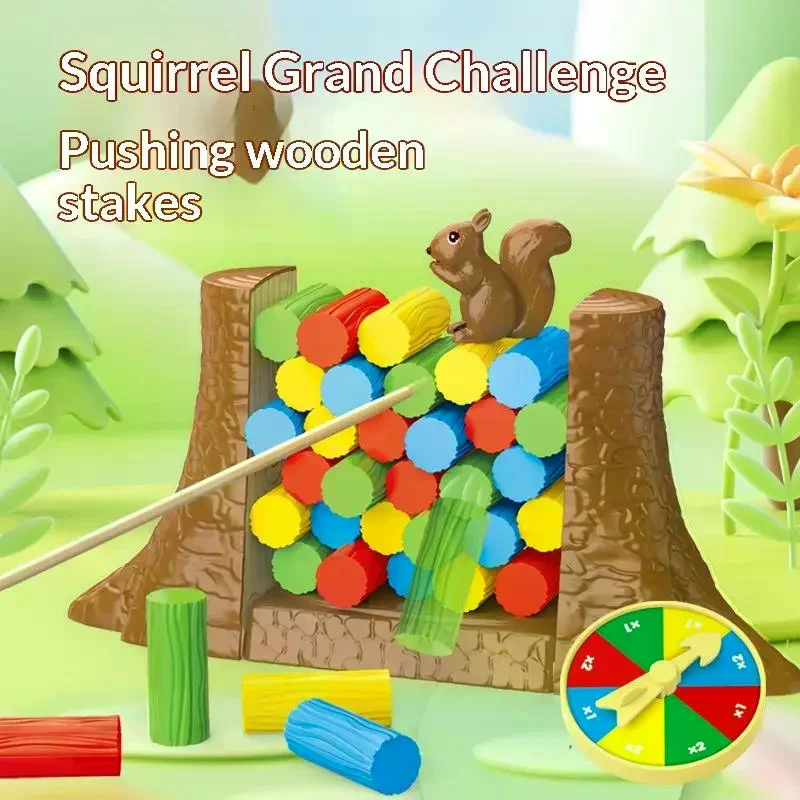 

1 Set Stacking Blocks Puzzle Toy Kids Balance Tower Board Game Save The Collapsing Squirrel For Toddlers Christmas Gift
