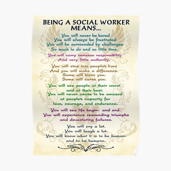 Being A Social Worker Means  Poster Vintage Art Picture Room Painting Modern Wall Mural Print Funny Decor Home No Frame