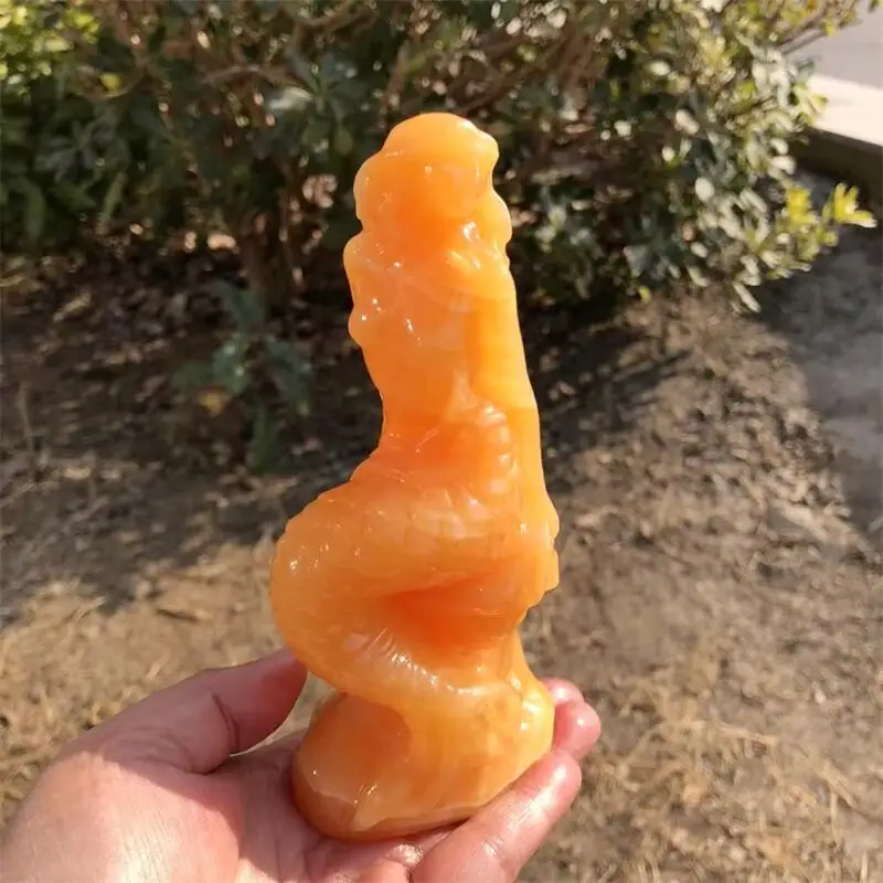 

15cm Natural Orange Mermaid Carving Energy Room Ornaments Healing Home Decoration Holiday Gift 1pcs