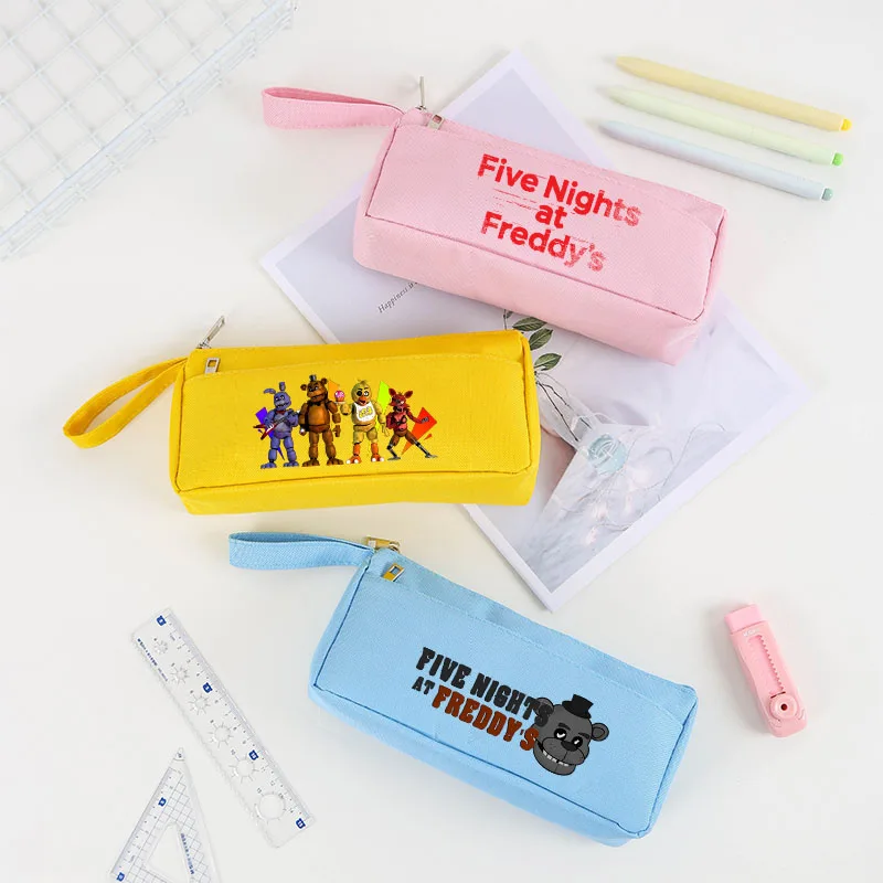 

Five Nights At Freddy's 2 Pencil Case Cute Anime Nylon Pen Bag Student Double-layer Large Capacity Pencil Pouch Stationery Bags