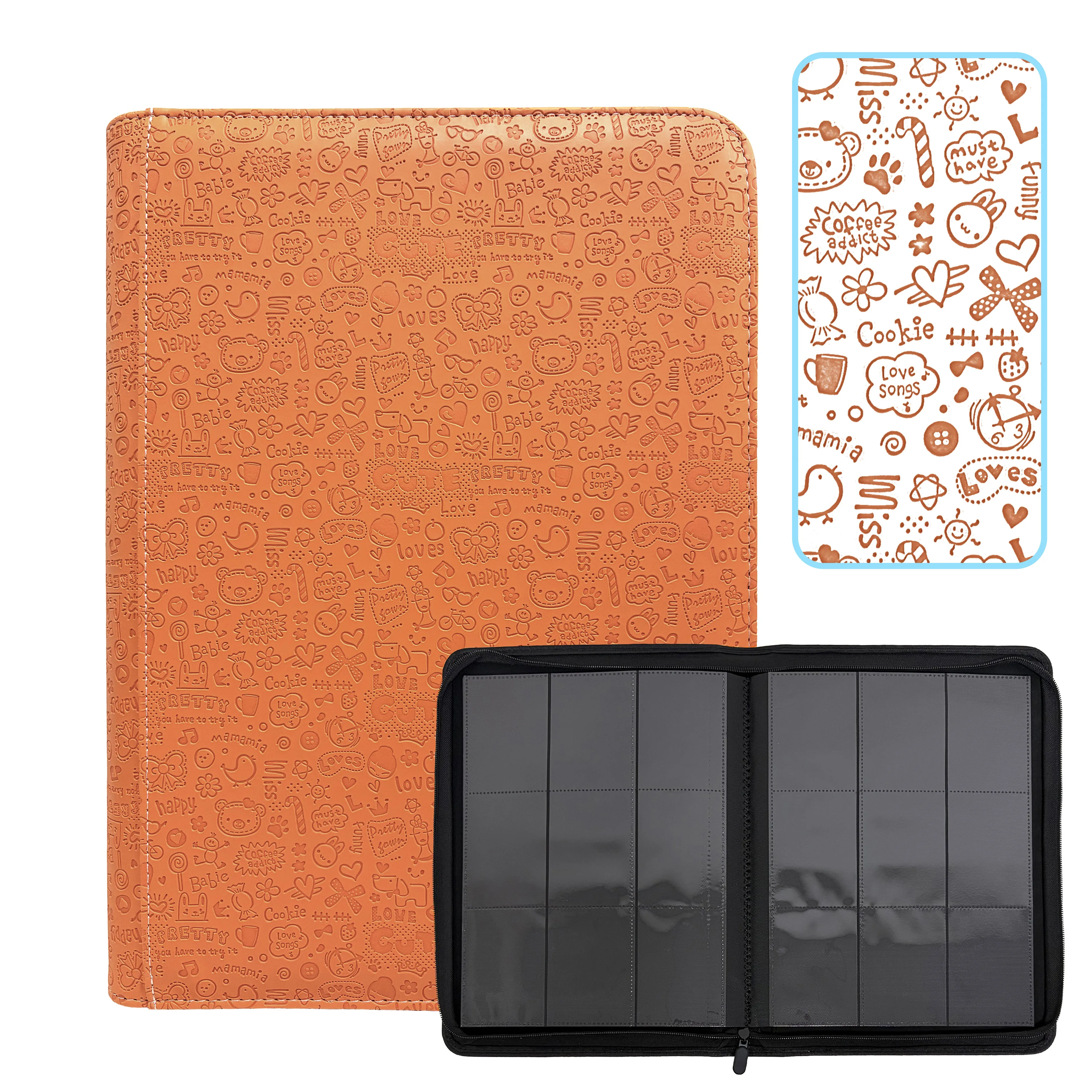 An Interesting Cartoon Pattern Card Storage Binder, Holds 360 Cards Album, 9-Pocket Double-Sided Pages, PU Leather, Perfect Gift