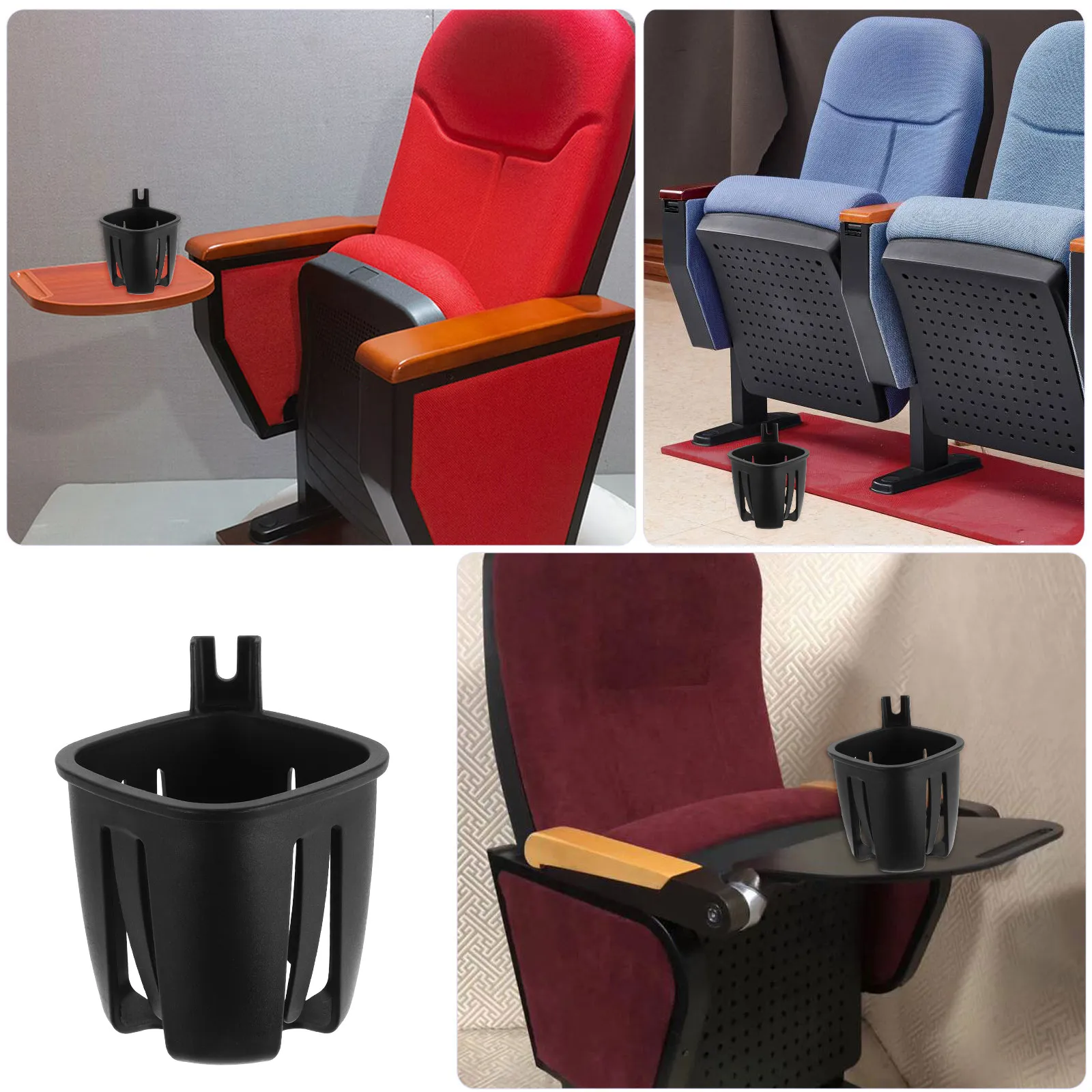 Chair Cup Holder Plastic Square Design Cup Rack Auditorium Conference Theater Seating Public Furniture Beverage Organizer