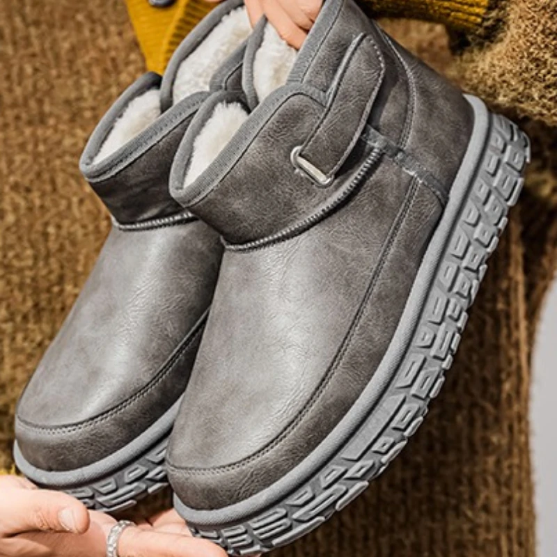 

Новые высокие теплые хлопковые зимние туфли высокого качества, модные нескользящие однотонные зимние ботинки большого размера на плоской подошве для пар