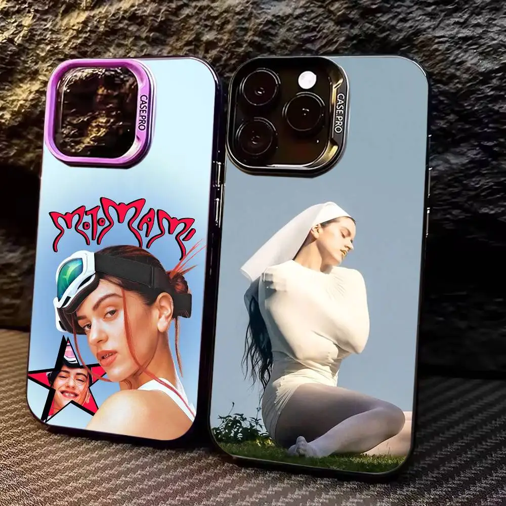 

R-Rosalia Spanish singer Colorful Silver Back Phone Case For IPhone 17 16 15 14 13 12 11 Plus Pro Max Plus