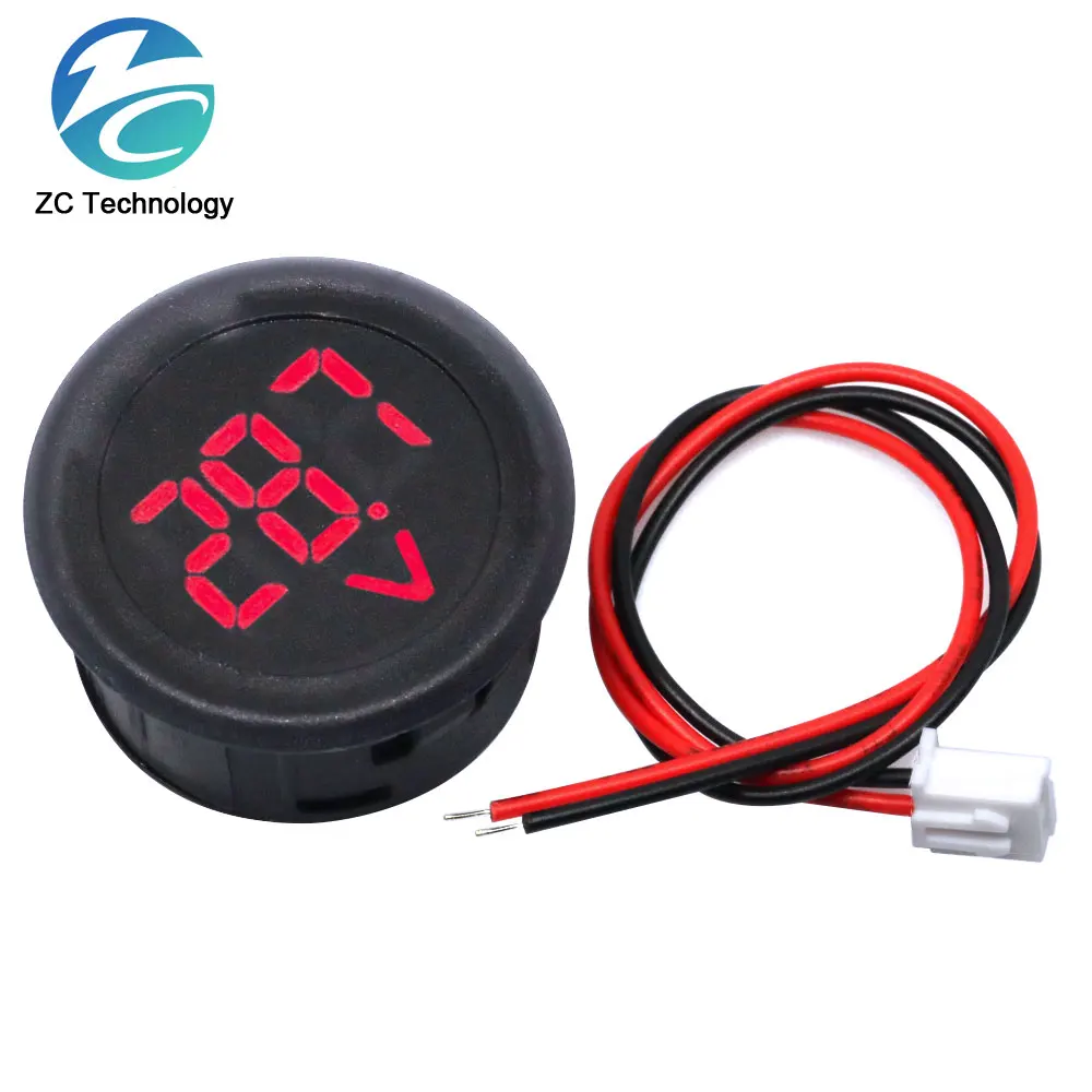 DC5-100V Digital Voltmeter LED Digital Display Circular Voltmeter Car Voltage Current Meter Volt Detector Tester Monitor Panel