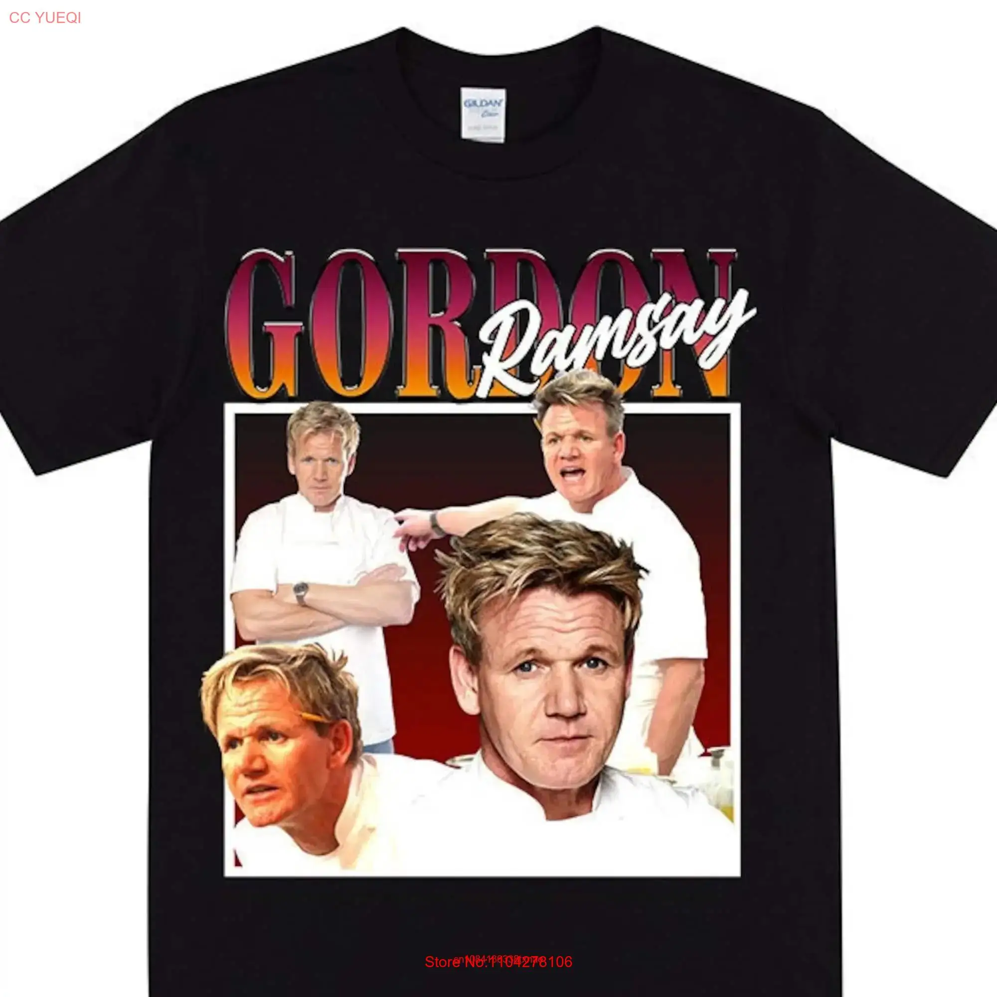 GORDON RAMSAY Homage T Shirt Funny Angry Hells Kitchen Theme Present For Chefs Face long or short sleeves