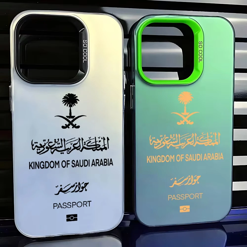 المملكة العربية السعودية جواز السفر جراب هاتف آيفون 17 الهواء 16e 16 برو ماكس 15 14 زائد 13 12 Mini 11 Pro للصدمات سيليكون الغطاء الخلفي