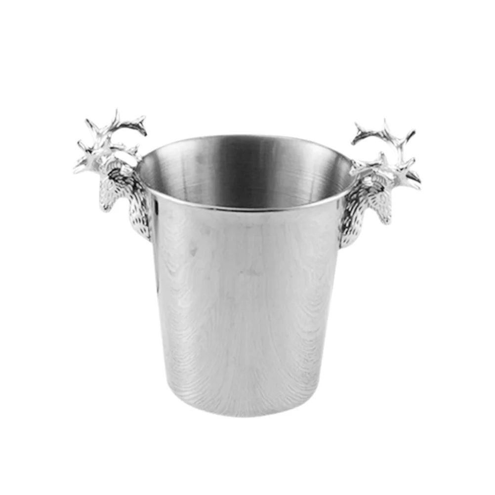 

Deer Head Design Icing Bucket 3L Stainless Steel Beer Holder Hotel Restaurant Storage Container - Size S (Silver)